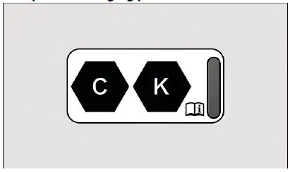Fig. 1 On the charging socket: sticker for AC charging (C) and DC charging (K) with a voltage of up to 500 V.