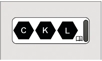 Fig. 2 On the charging socket: sticker for AC charging (C) and DC charging (K, L) with a voltage of up to 920 V.