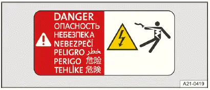 Fig. 1 Warning sign on the battery charger and other highvoltage components.