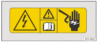 Fig. 3 Warning sign in the hood space.